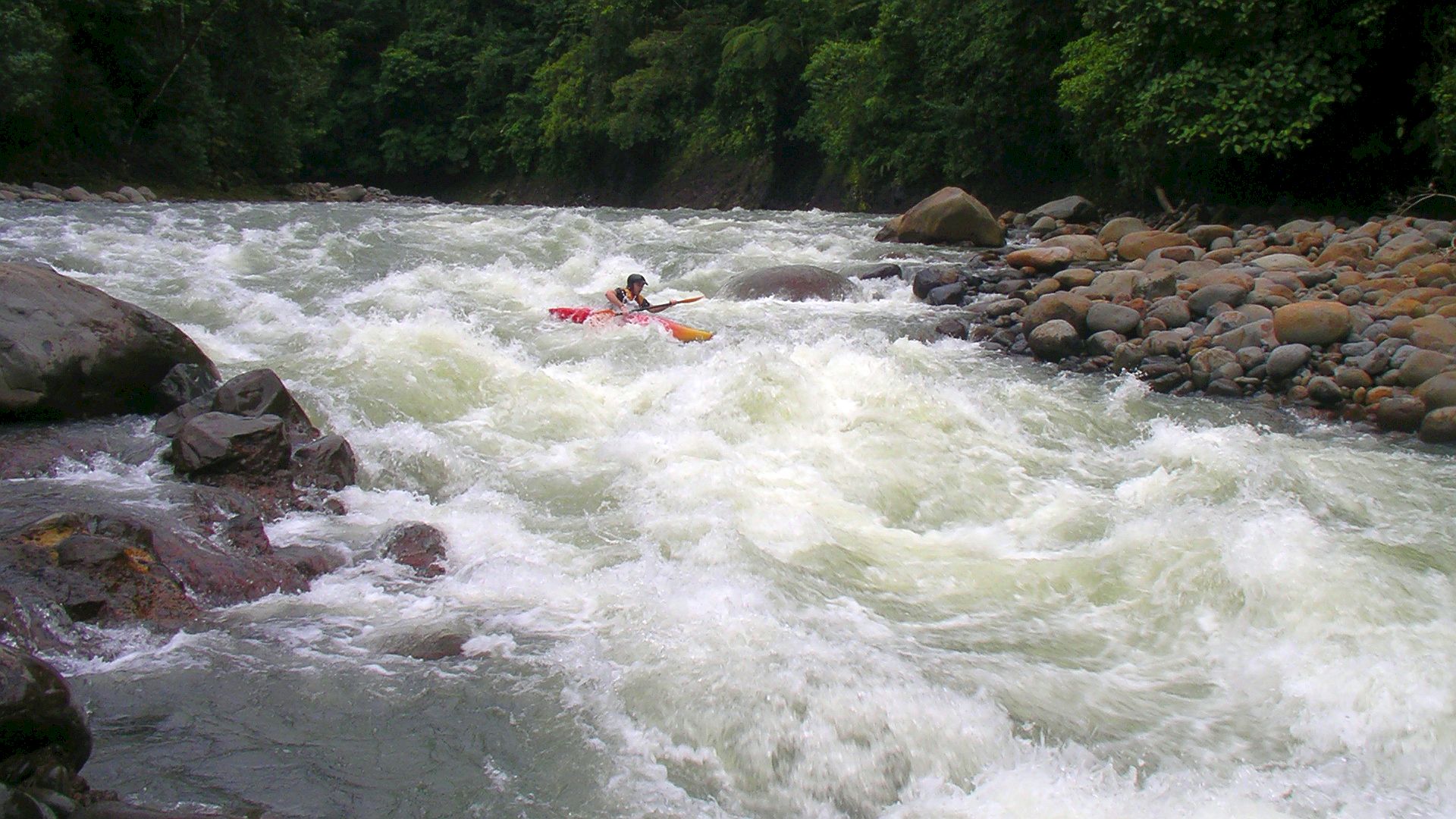 Kajak, Fluss Toro, Abschnitt Venecia - Pital (Mittlerer Toro) wuchtiger Schwall 🛶 Frank B.