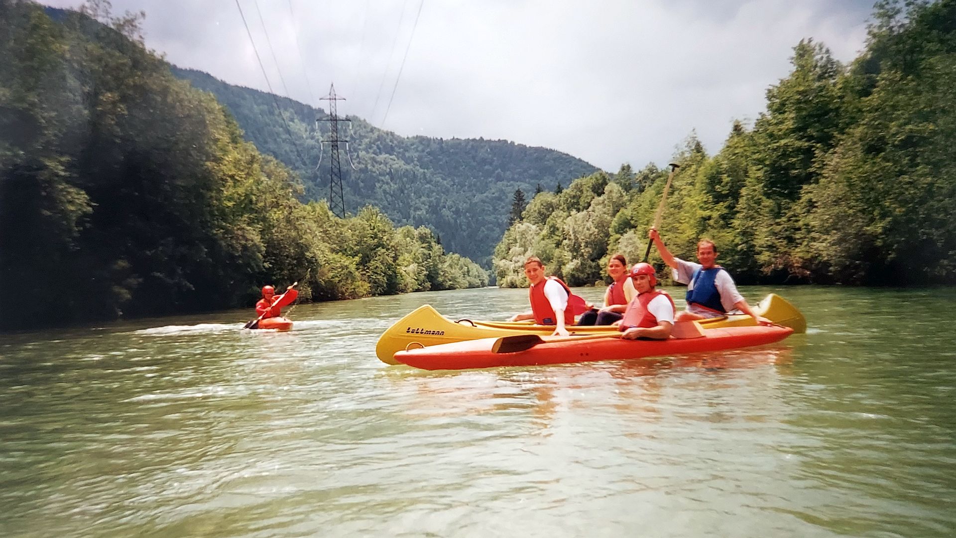 Kajak, Fluss Sava Bohinjka, Abschnitt Bohinjska Bistrica - Soteska ruhige Zwischenstrecken 