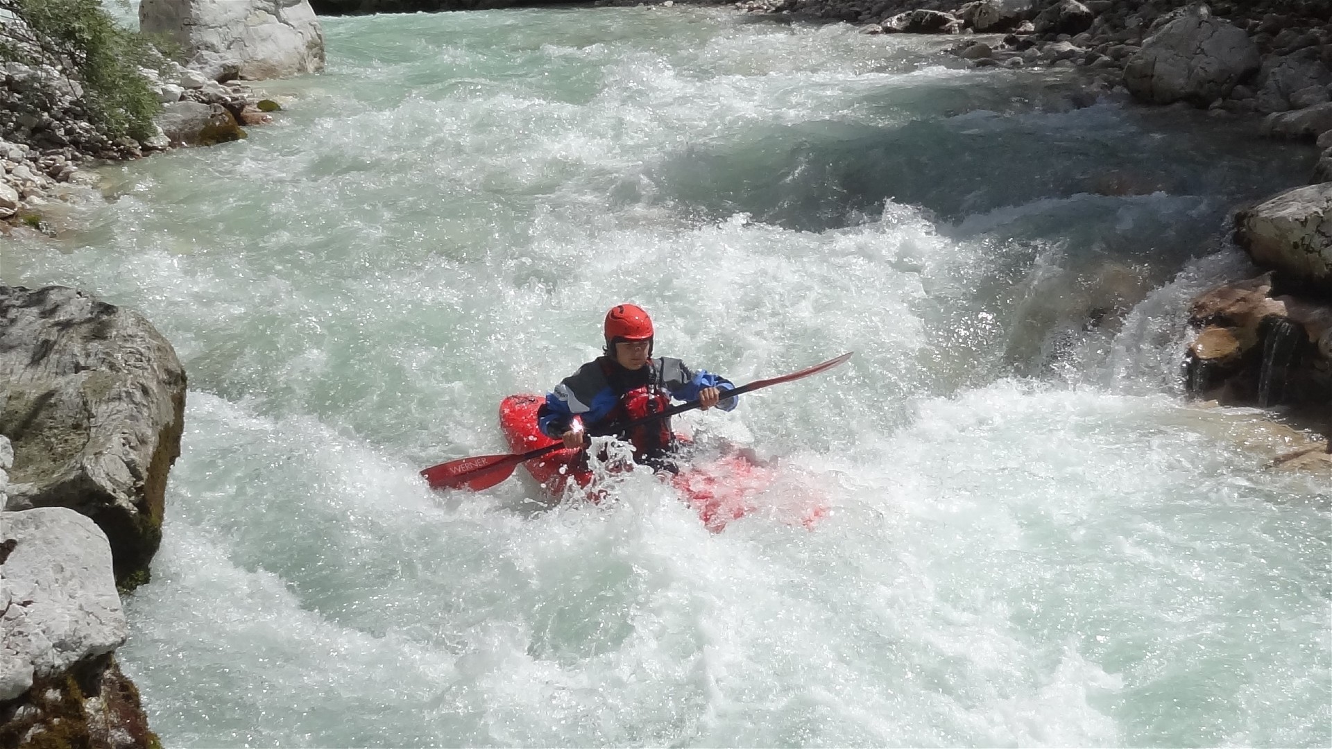 Kajak, Fluss Koritnica, Abschnitt Festung - Soča Einfahrt 1. Klamm 