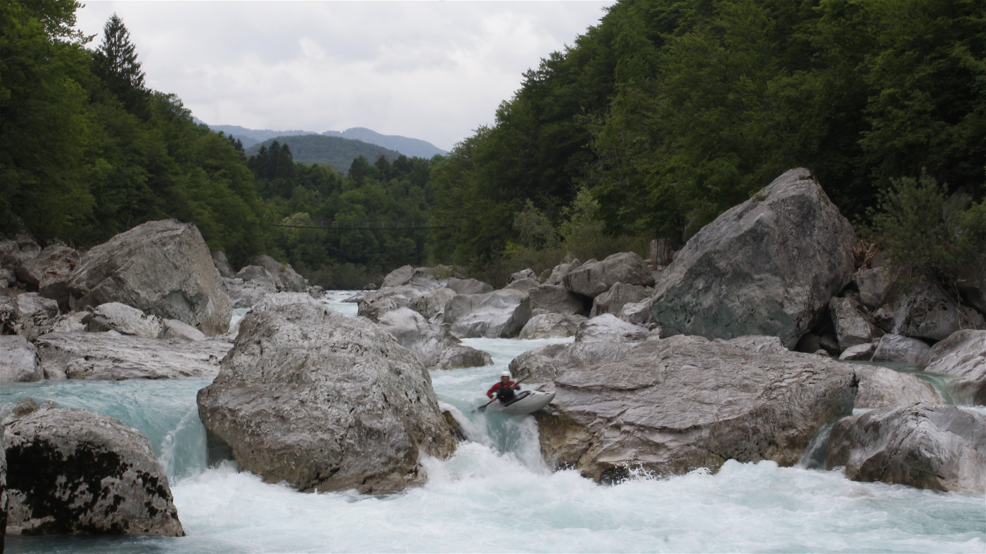 Kajak, Fluss Soča, Abschnitt Syphonschlucht große Schlucht 