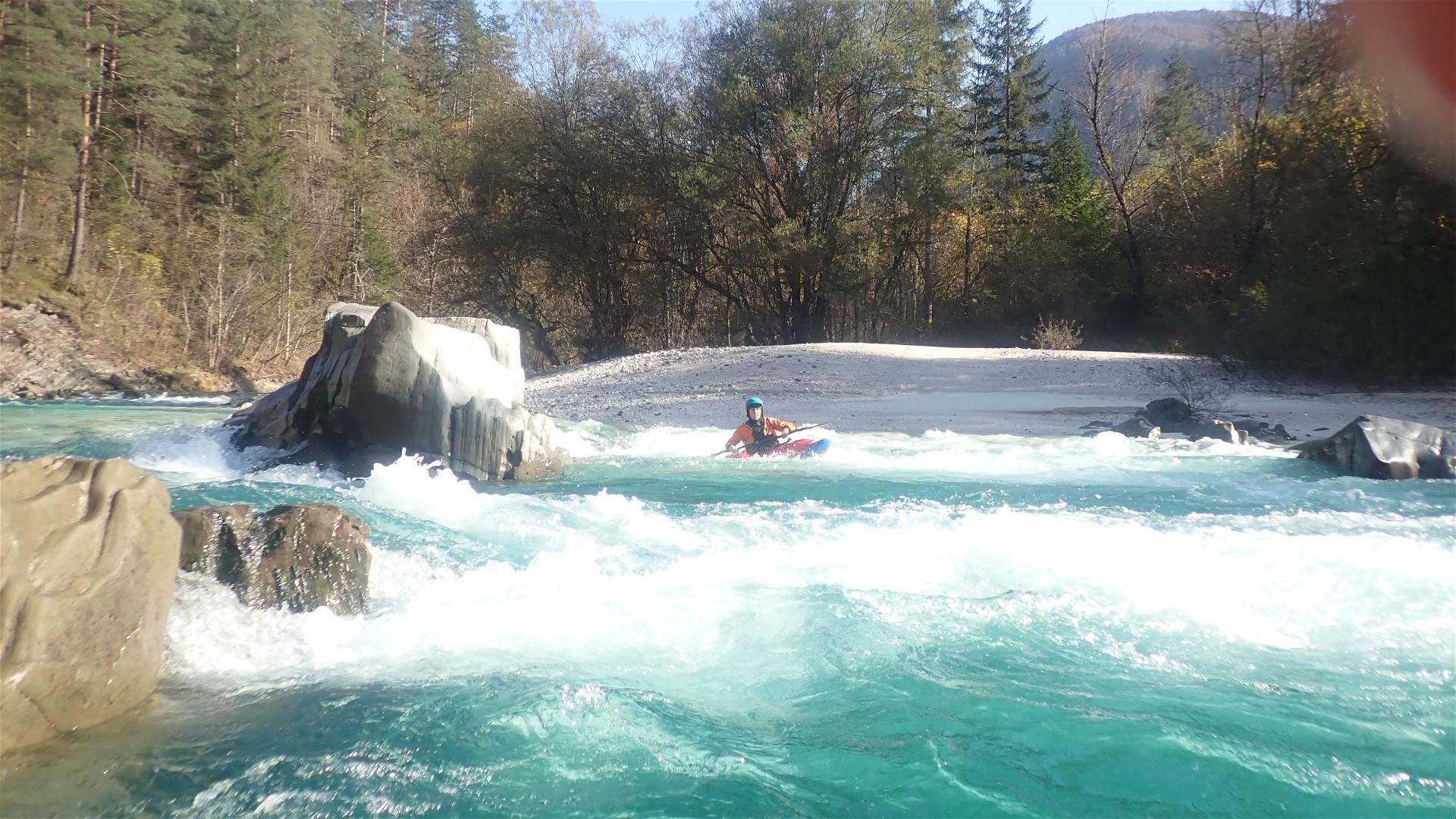 Kajak, Fluss Soča, Abschnitt Koritnica Mündung - Čezsoča nach der Koritnica Mündung 