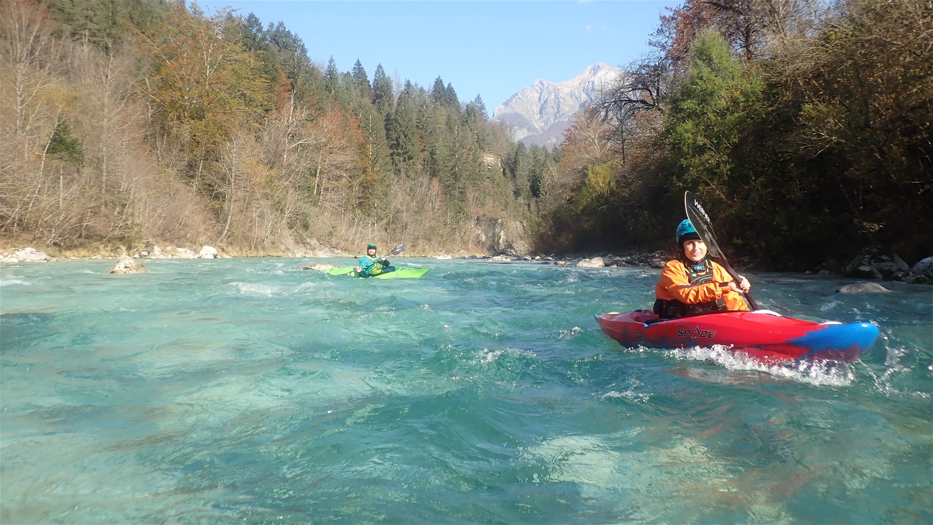 Kajak, Fluss Soča, Abschnitt Koritnica Mündung - Čezsoča nach der Koritnica Mündung 