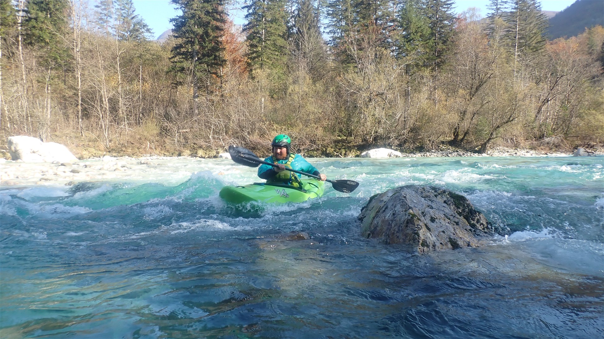 Kajak, Fluss Soča, Abschnitt Koritnica Mündung - Čezsoča nach der Koritnica Mündung 