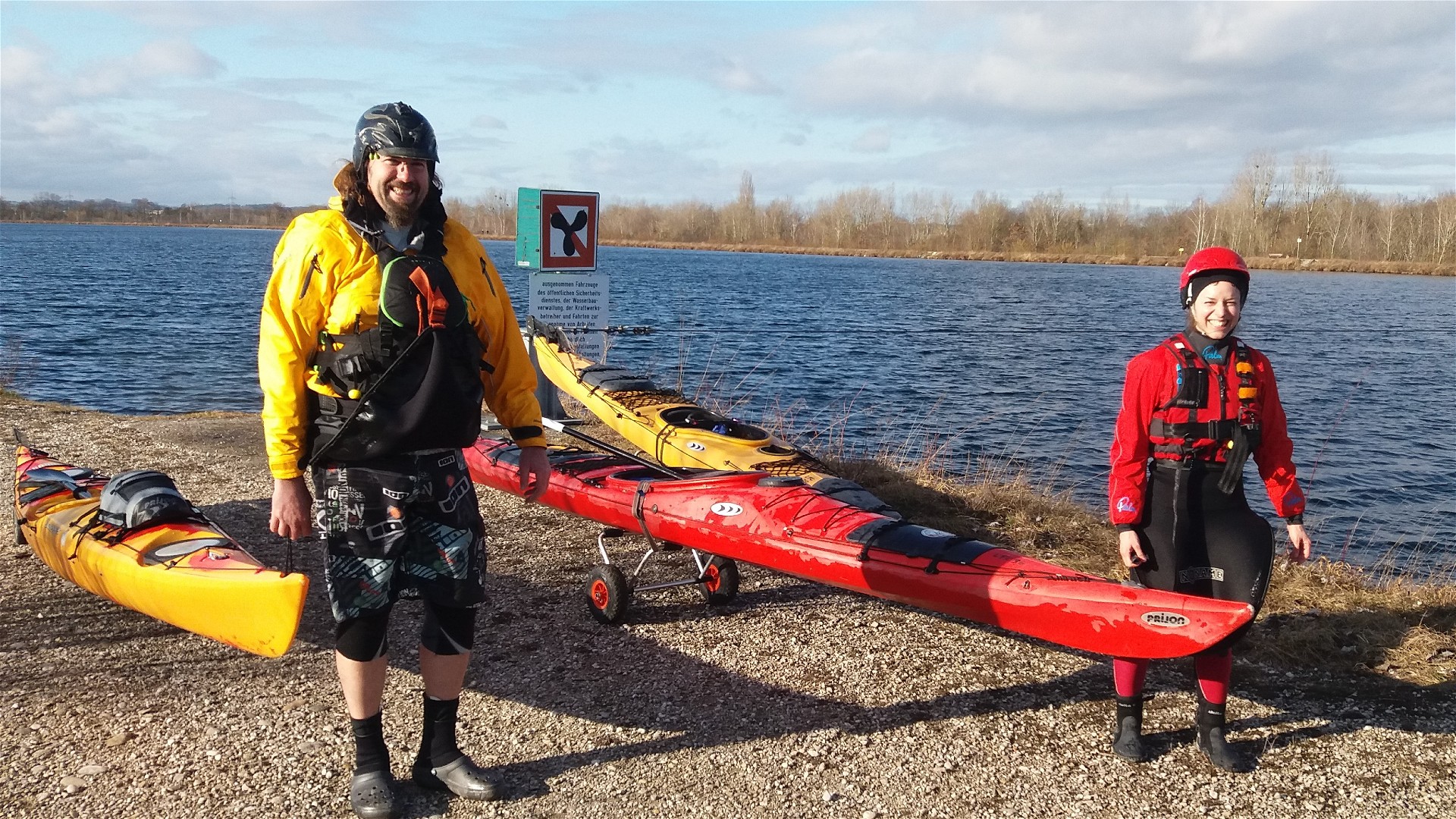 Kajak, Fluss Traun, Abschnitt Wels - Pucking Umtragen Kraftwerk Marchtrenk 