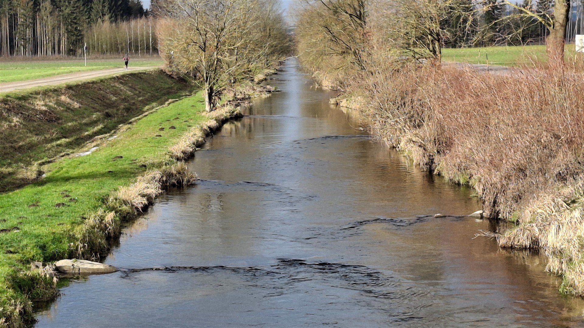 Kajak, Fluss Naarn, Abschnitt Perg - Donaualtarm (Unterlauf) begradigter Fluss nach Perg 