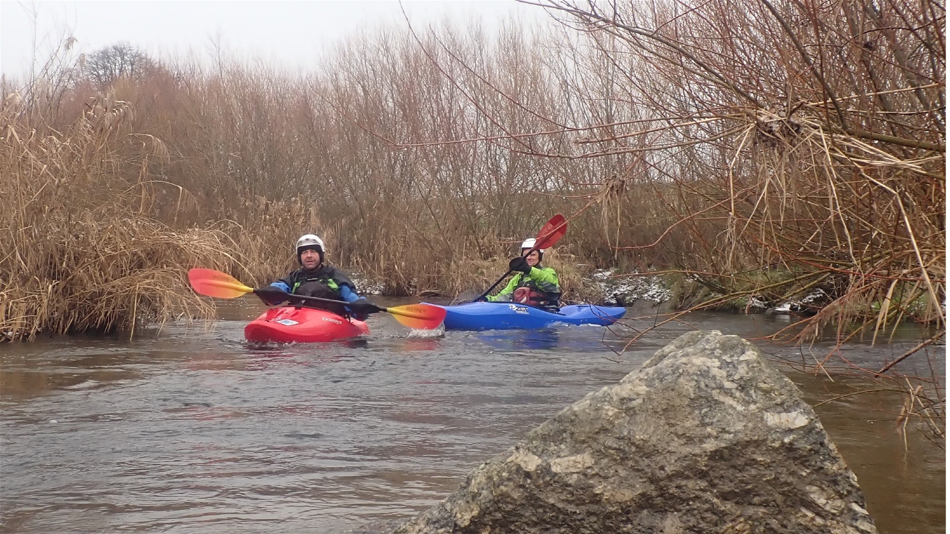 Kajak, Fluss Naarn, Abschnitt Perg - Donaualtarm (Unterlauf) Renaturierungen 