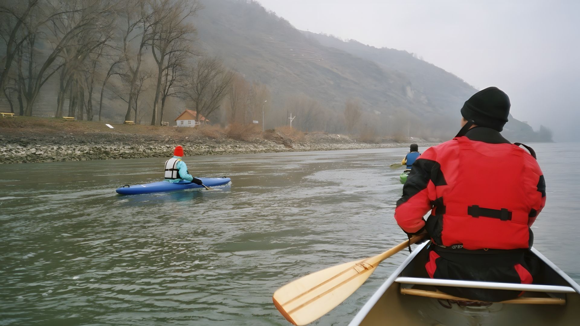 Kajak, Fluss Donau, Abschnitt Spitz - Krems Winterpaddeln 