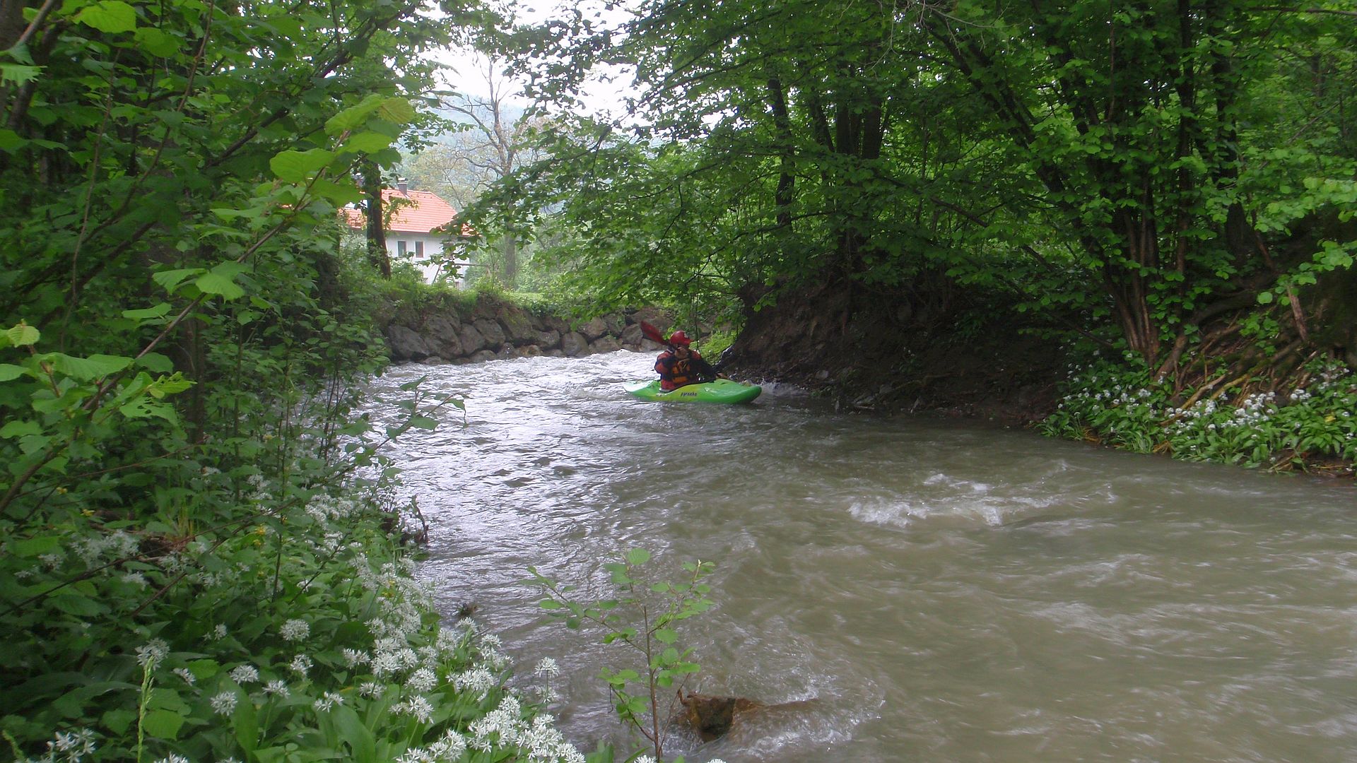 Kajak, Fluss Laabenbach, Abschnitt Glashütte - Neustift-Innermanzing am Beginn 