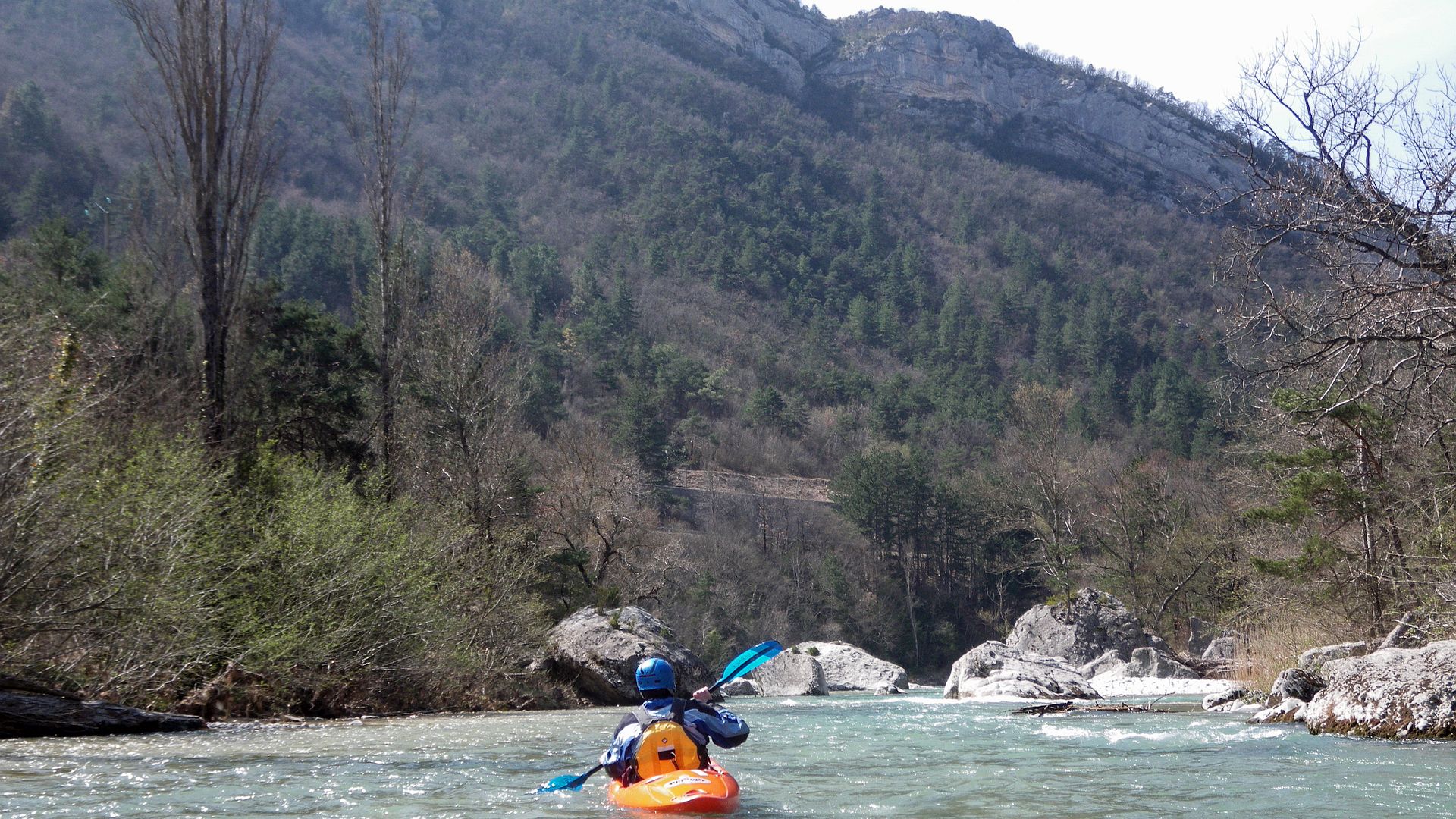 Kajak, Fluss Drôme, Abschnitt Die - Saillans große Blöcke 