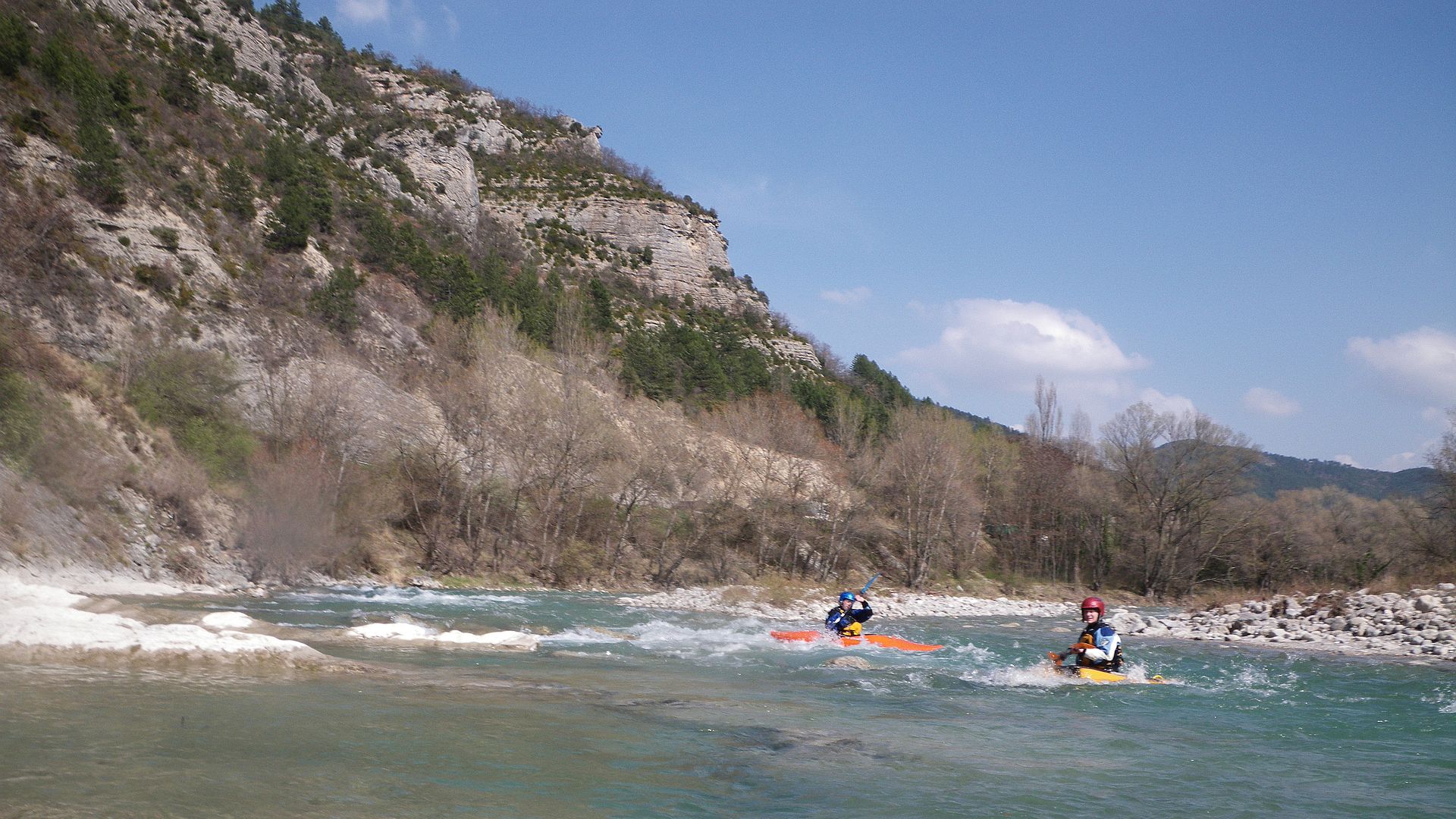 Kajak, Fluss Drôme, Abschnitt Die - Saillans im Kiesbett 