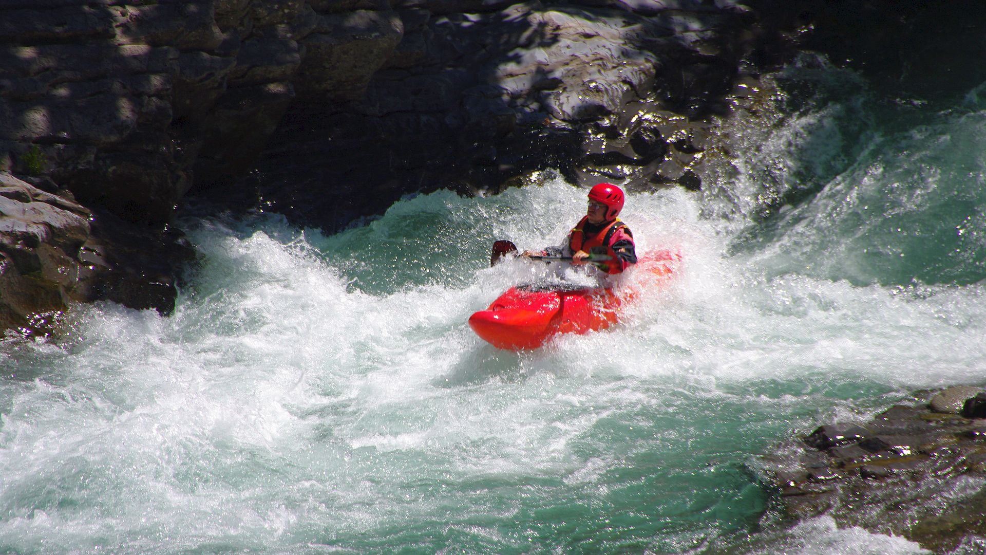 Kajak, Fluss Ésera, Abschnitt Seira - Campo (Schlucht) eine flotte Rutsche 