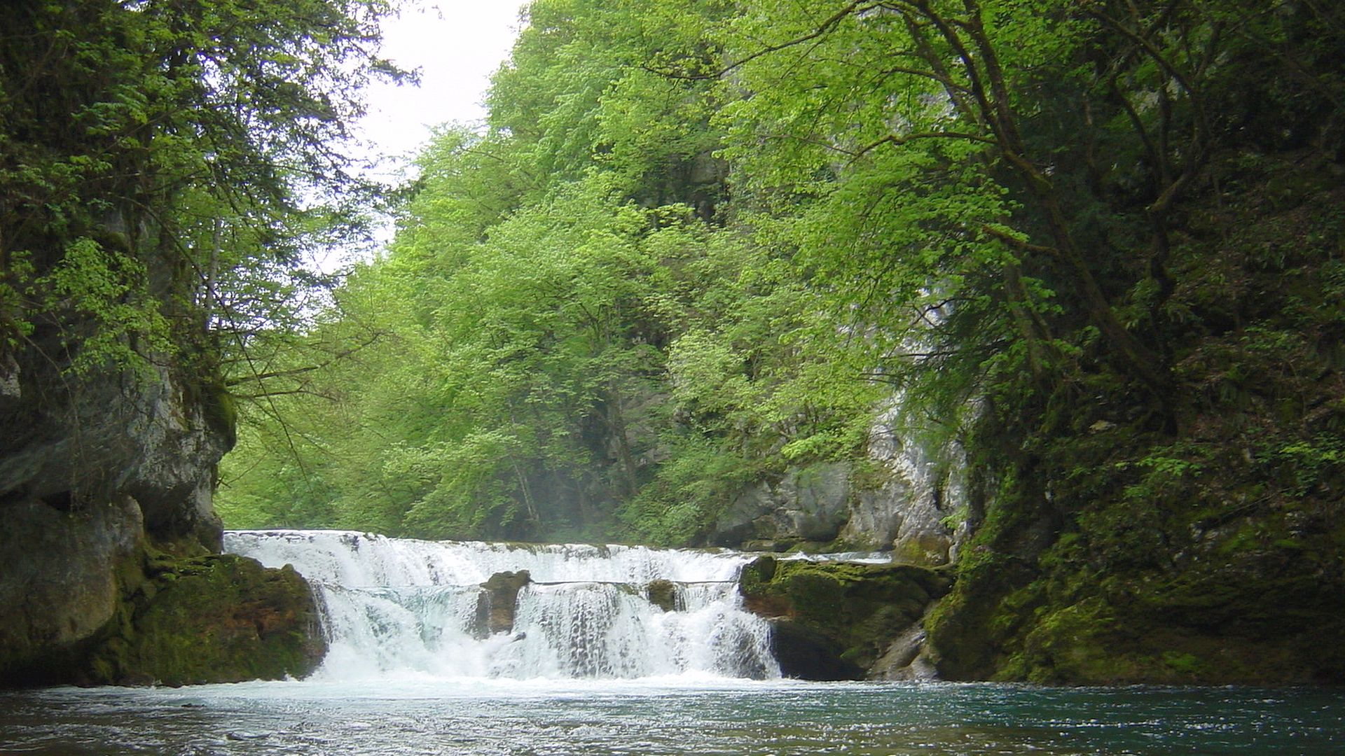 Kajak, Fluss Mrežnica, Abschnitt Rončevići - Tržić Tounjski (Waldschlucht) hohe Doppelstufe im Frühling 