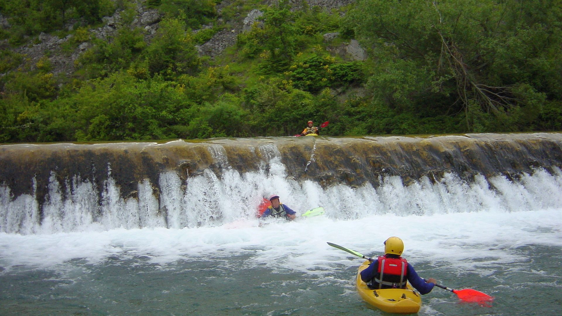 Kajak, Fluss Zrmanja, Abschnitt Palanka - Ervenik (Obere) steinernes Wehr 🛶 Gerhard L., Heinz D., Helmut L.