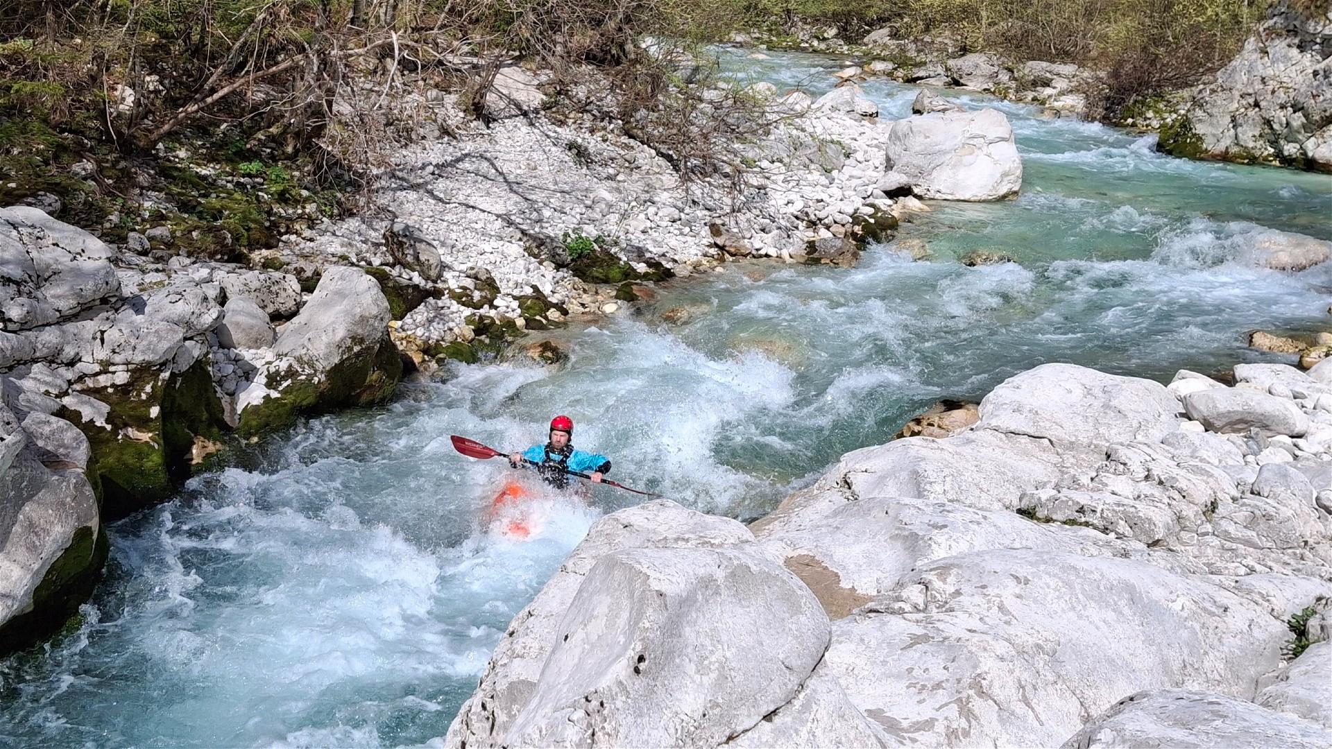 Kajak, Fluss Koritnica, Abschnitt Festung - Soča erste Klamm 