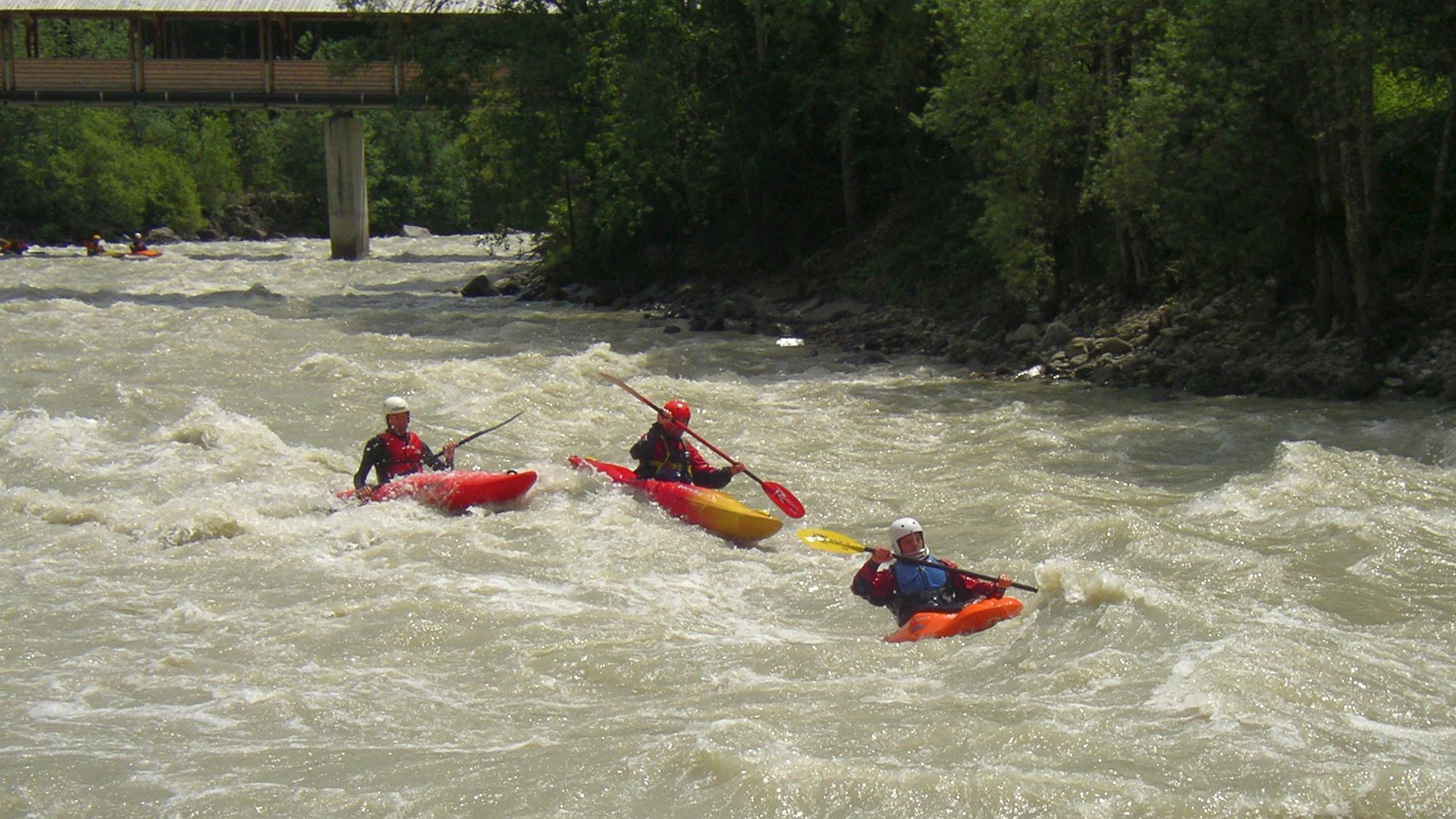 Kajak, Fluss Ötztaler Ache, Abschnitt Ötz - Haiming (Untere Ötz) vor der Mündung in den Inn 