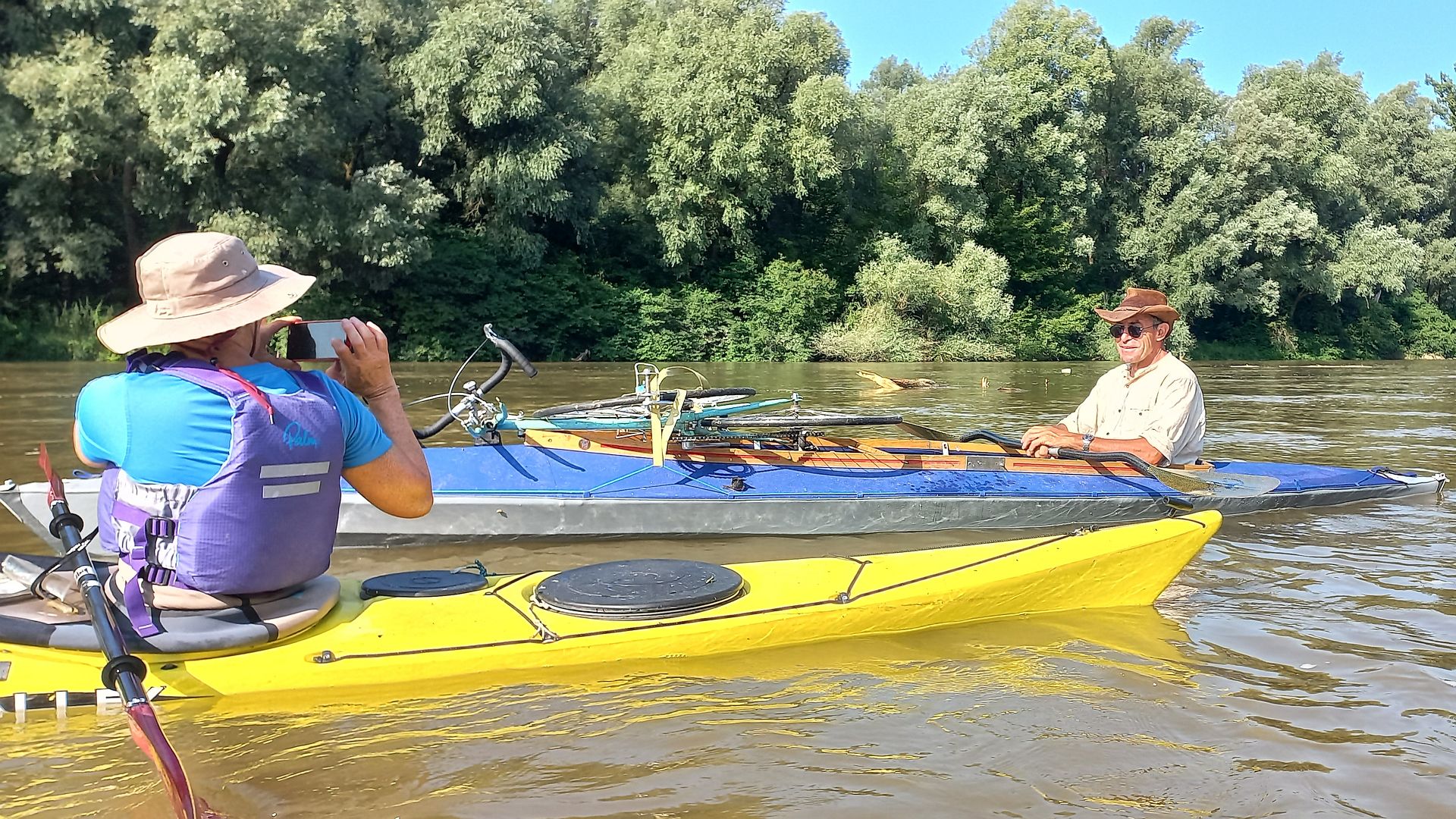 © Dieter K. 24.7.23 Kajak, Fluss Drau (Drava), Abschnitt Őrtilos - Mündung in Donau nach Podravska Moslavina
