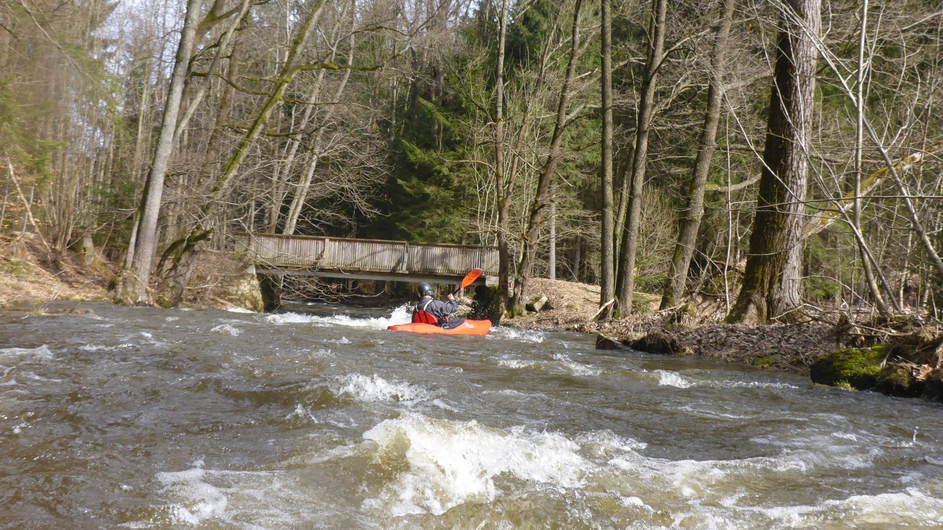 Kajak, Fluss Lainsitz, Abschnitt Roßbruck - Weitra (Gabrielental) Schmelzwasser 