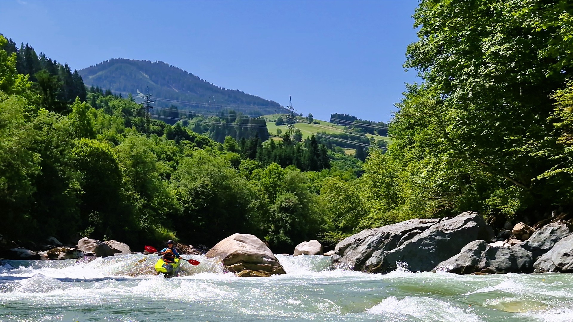 Kajak, Fluss Salzach, Abschnitt Högmoos - Mündung Trattenbach erste Kernstelle 🛶 Rieder T.