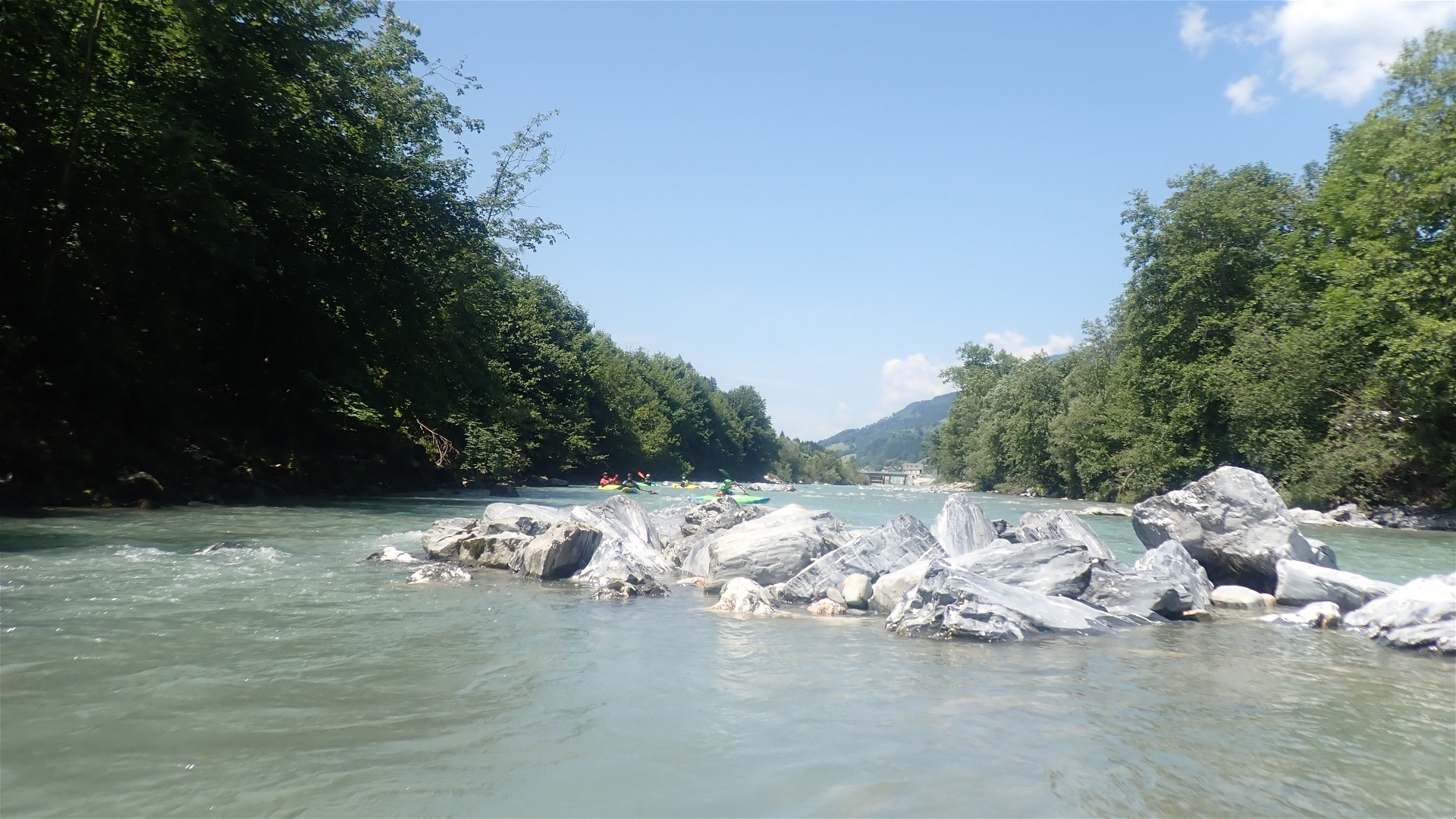 Kajak, Fluss Salzach, Abschnitt Högmoos - Mündung Trattenbach ruhiger beginn zum Einpaddeln 