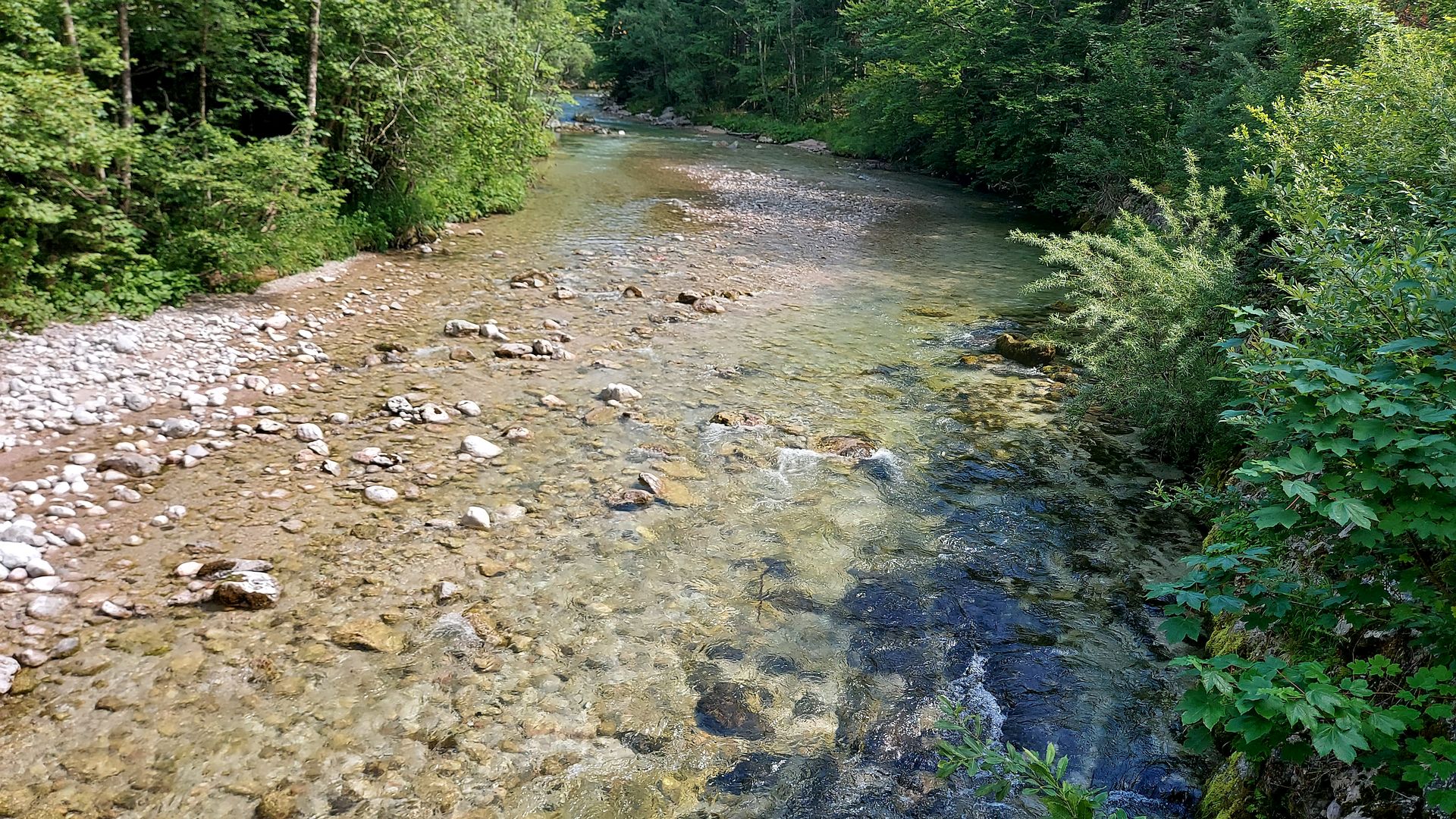 Kajak, Fluss Ybbs, Abschnitt Langau - Lunz oft im Kiesbett 