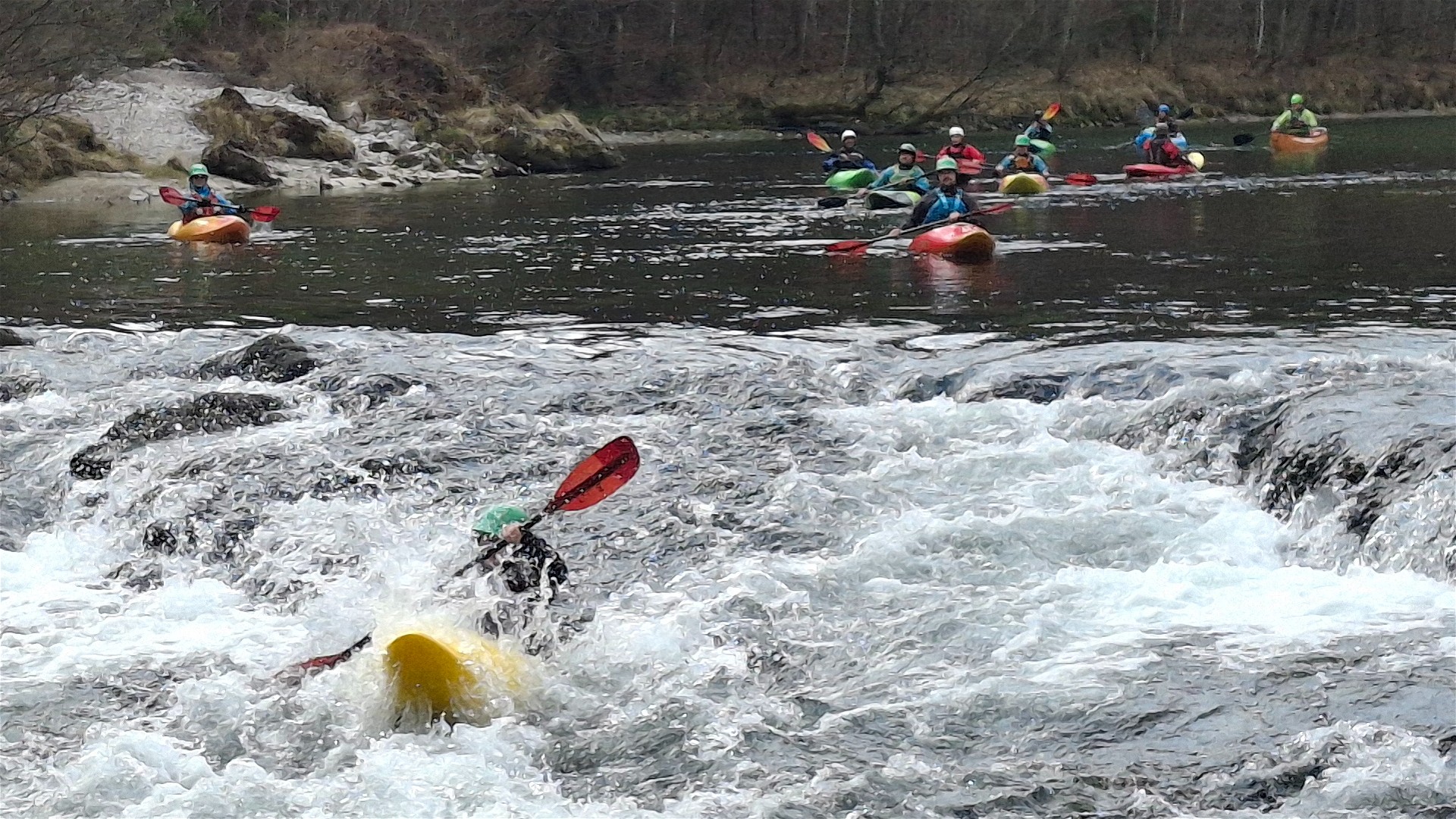 © Thomas R. 22.3.26 Kajak, Fluss Steyr, Abschnitt Agonitz - Haunoldmühle (Untere Steyr) Agonitzer Knie