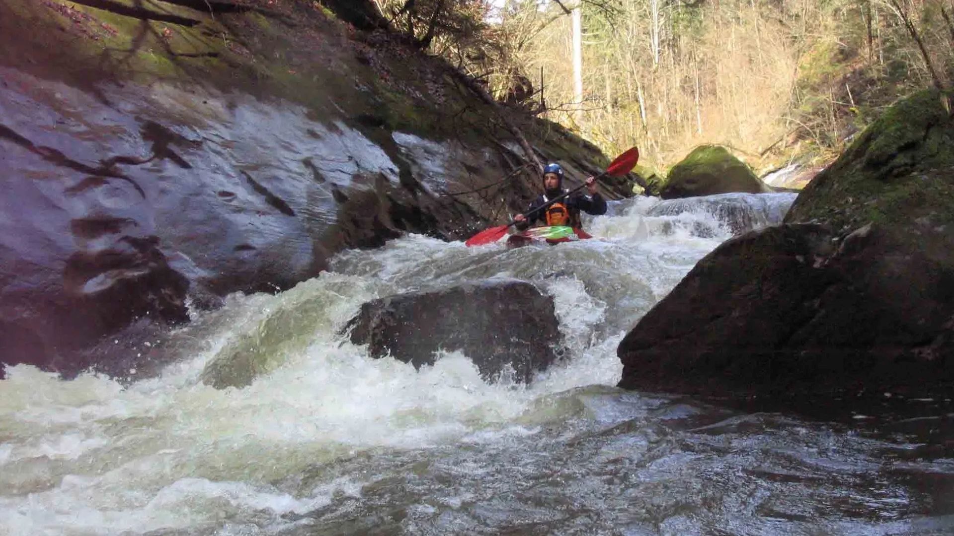 Kajak, Fluss Rotach, Abschnitt Eschau - Kennelbach (Rotachschlucht) Vogelkatarakt 