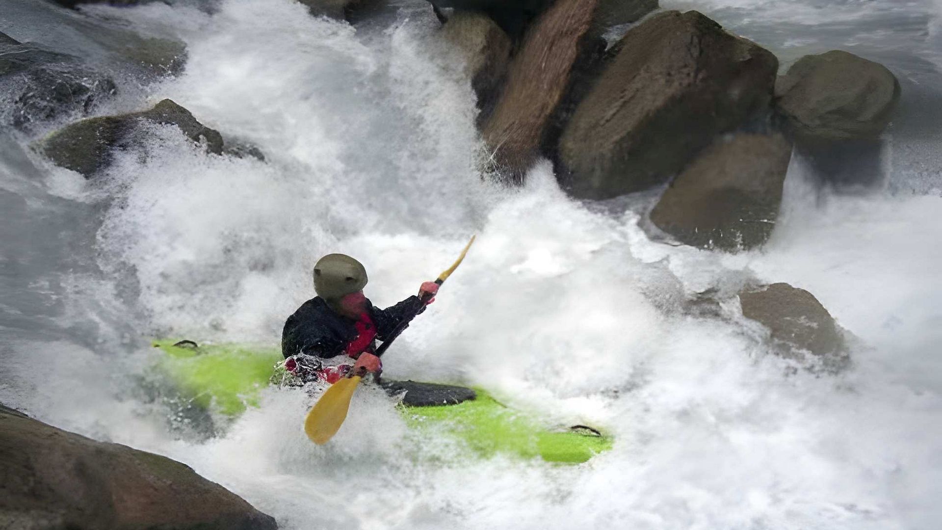 Kajak, Fluss Pitzbach, Abschnitt Kitzgarten- und Waldschlucht Felssturz im oberen Teil 🛶 Günther R.