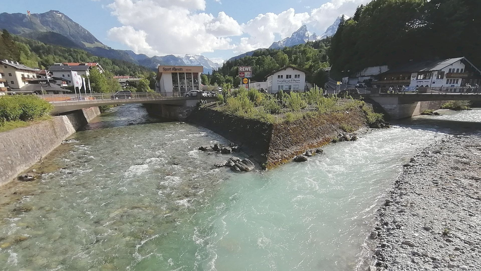 Kajak, Fluss Ramsauer Ache, Abschnitt Tunnel - Berchtesgaden (Unterlauf)